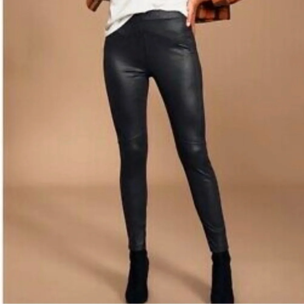 Free People Midnight Black Vegan Suede Pull On Skinny Legging Pants Small